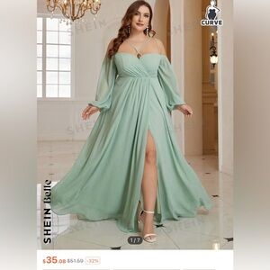 SHEIN Belle Plus Size Off Shoulder Long Sleeve Elegant Dress 2XL
